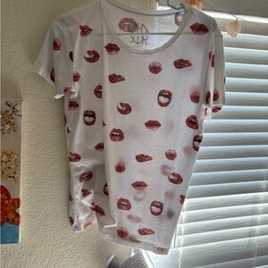 White Lip Print T-Shirt
